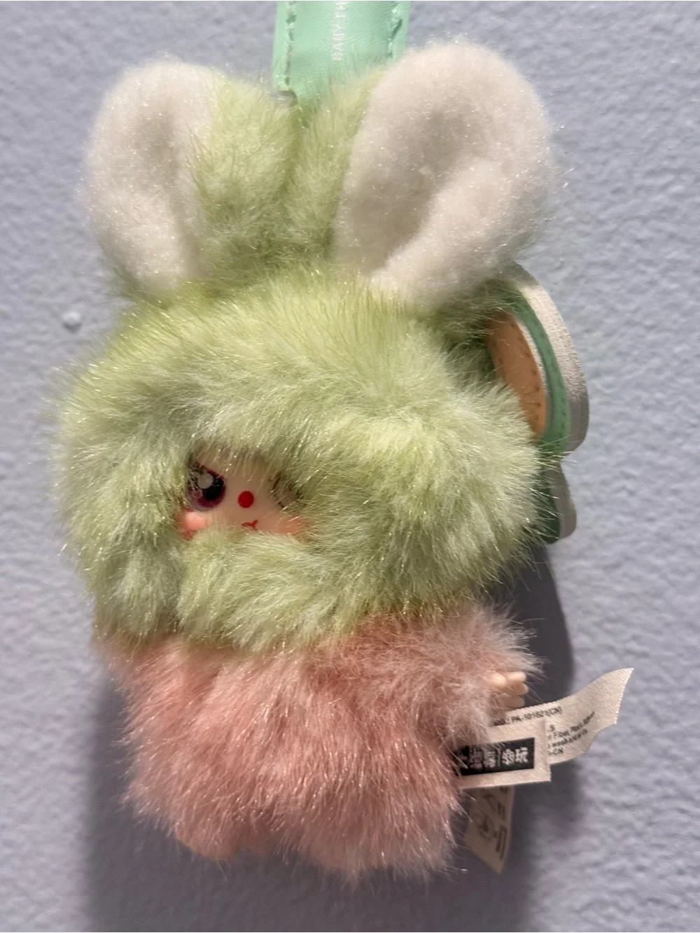 Real Baby Three macaron Green bunny Charm Red Eyes